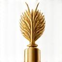 Golden award trophy with a leaf motif, symbolizing excellence in sustainable landscaping