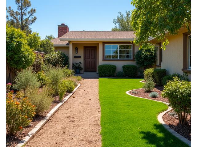 Before and after image of a garden, transforming from dry and sparse to lush and vibrant.