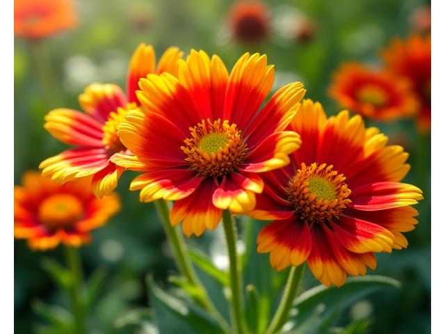Vibrant red and yellow Blanketflower (Gaillardia) blossoms.