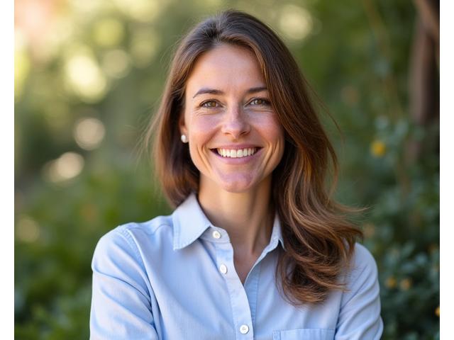 Professional headshot of Sarah Thompson, Lead Landscape Designer.